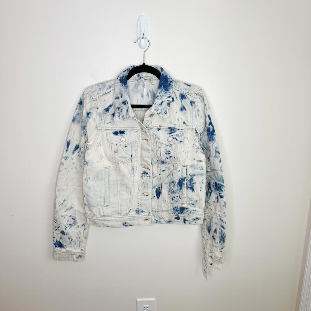 NWT Free People Womens Rumors Denim Jacket Tie Dye Distressed Size Small - Picture 6 of 8